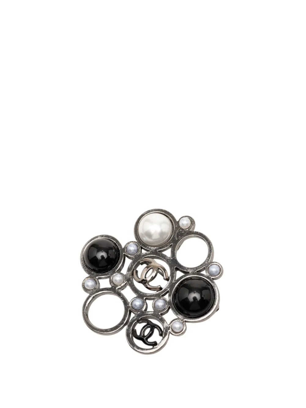 CHANEL Pre-Owned 2003 CC Brass Faux Pearl Pin Brooch costume brooch - Schwarz