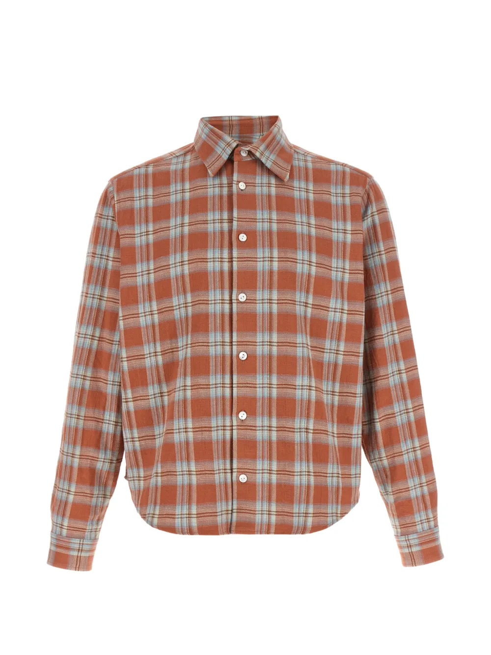 Second/Layer Sherman checkered button-down cotton shirt - Arancione