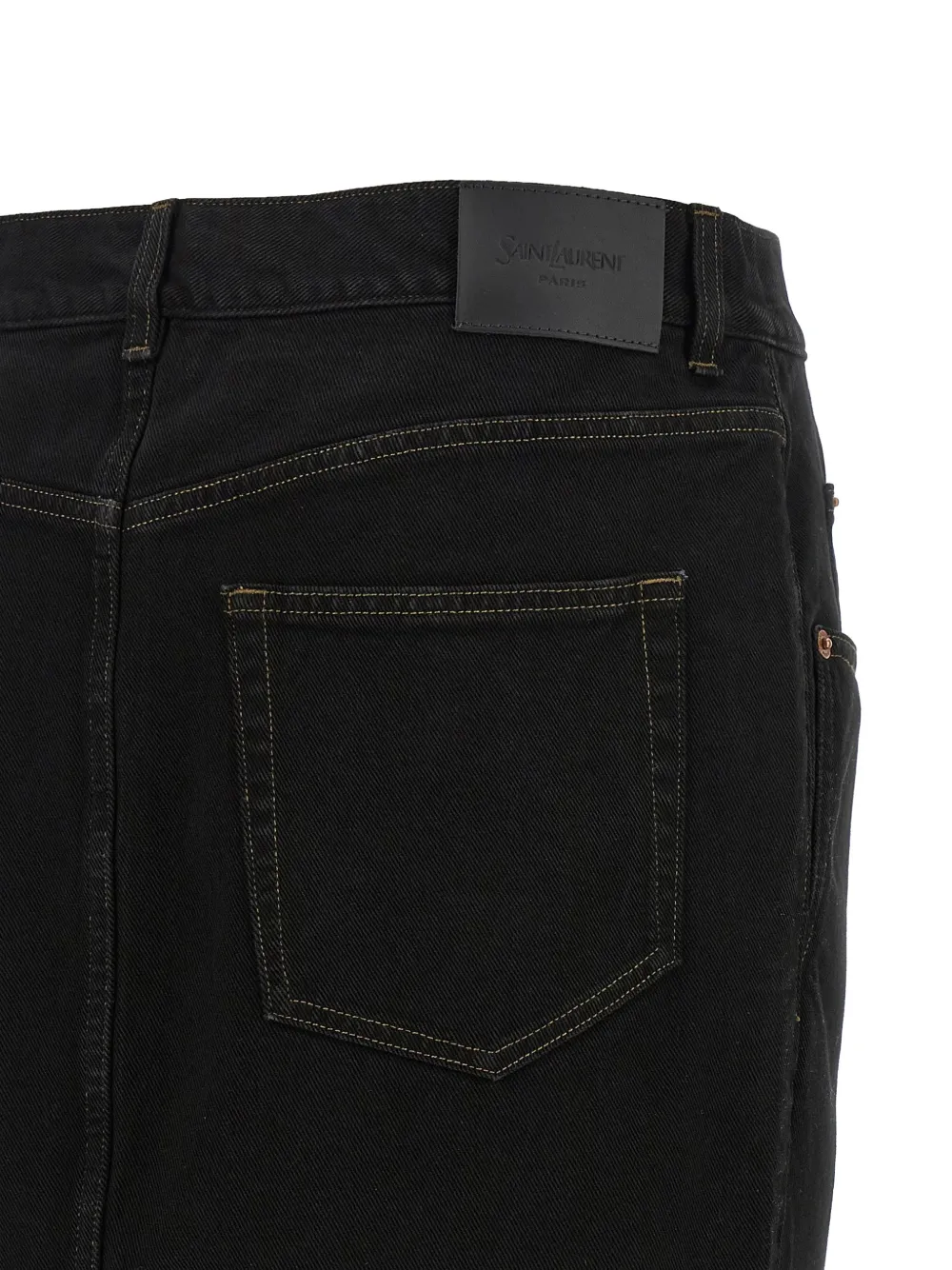 Saint Laurent Baggy denim kokerrok met split Zwart