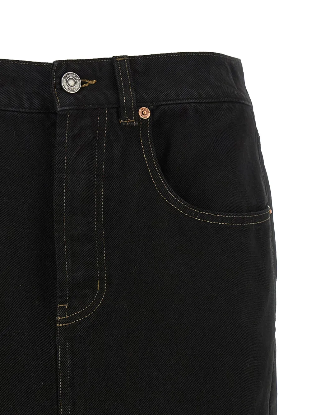 Saint Laurent Baggy denim kokerrok met split Zwart