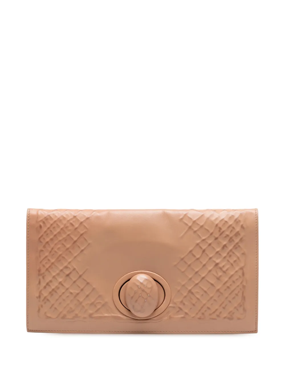 Bottega Veneta Pre-Owned 2012-2025 Nappa Embossed Intrecciato Turn Lock clutch bag - Brown