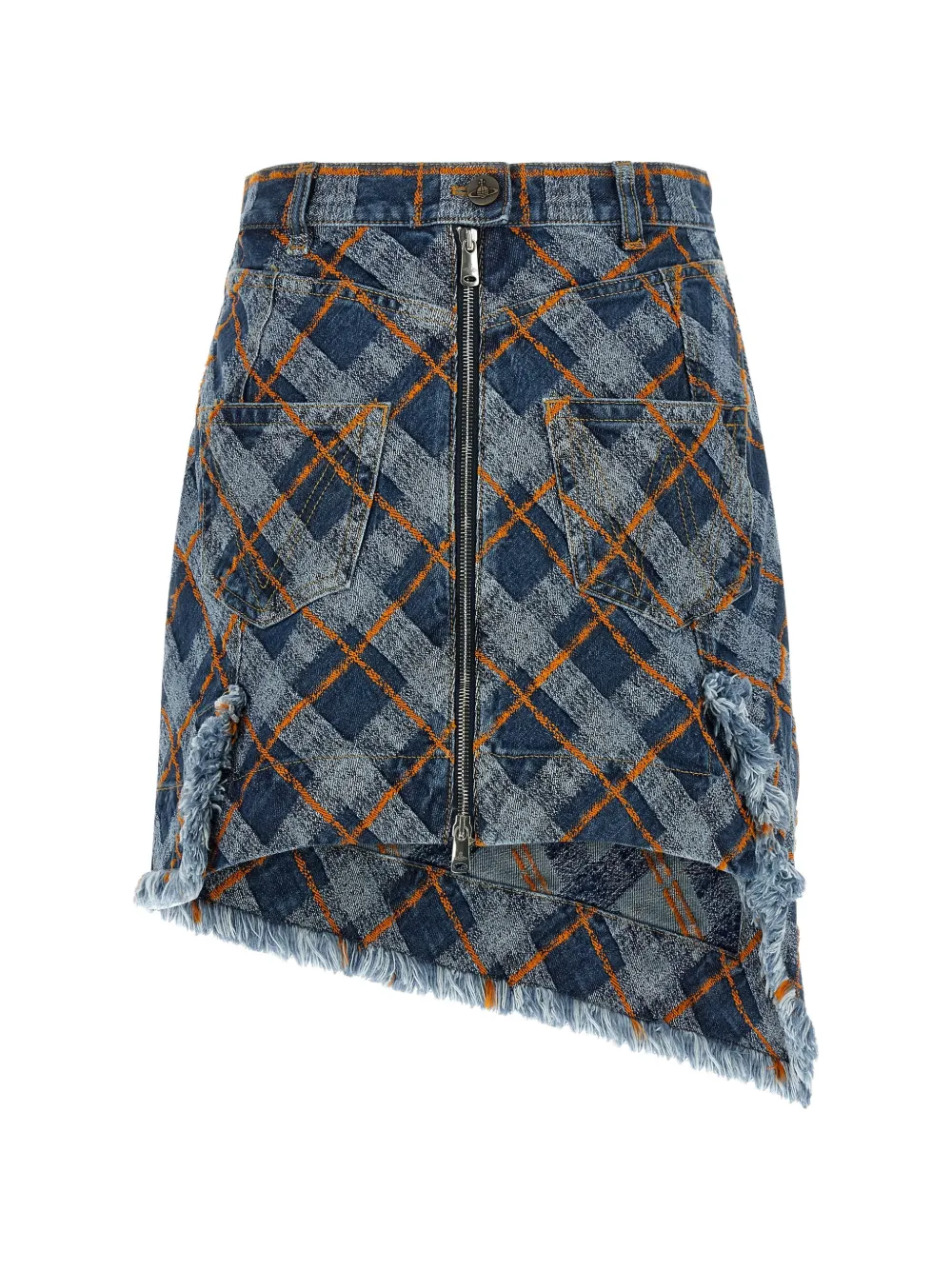 Vivienne Westwood Sailor frayed asymmetrical cotton mini skirt - Blue