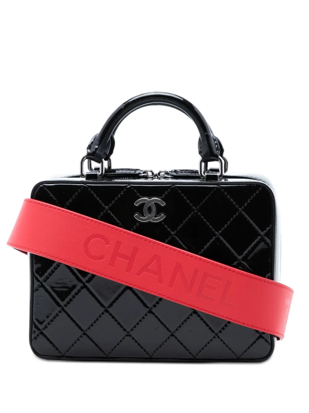 CHANEL Pre-Owned 2019 CC Quilted Patent Travel Kit Vanity Case satchel - Schwarz