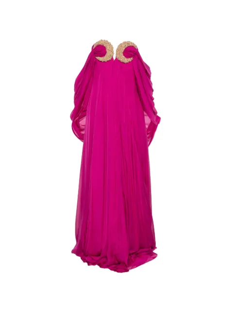 Amen vestido largo strapless con cuentas