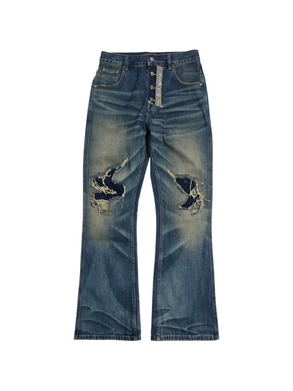 BIRTH OF ROYAL CHILD distressed bootcut jeans - Blu