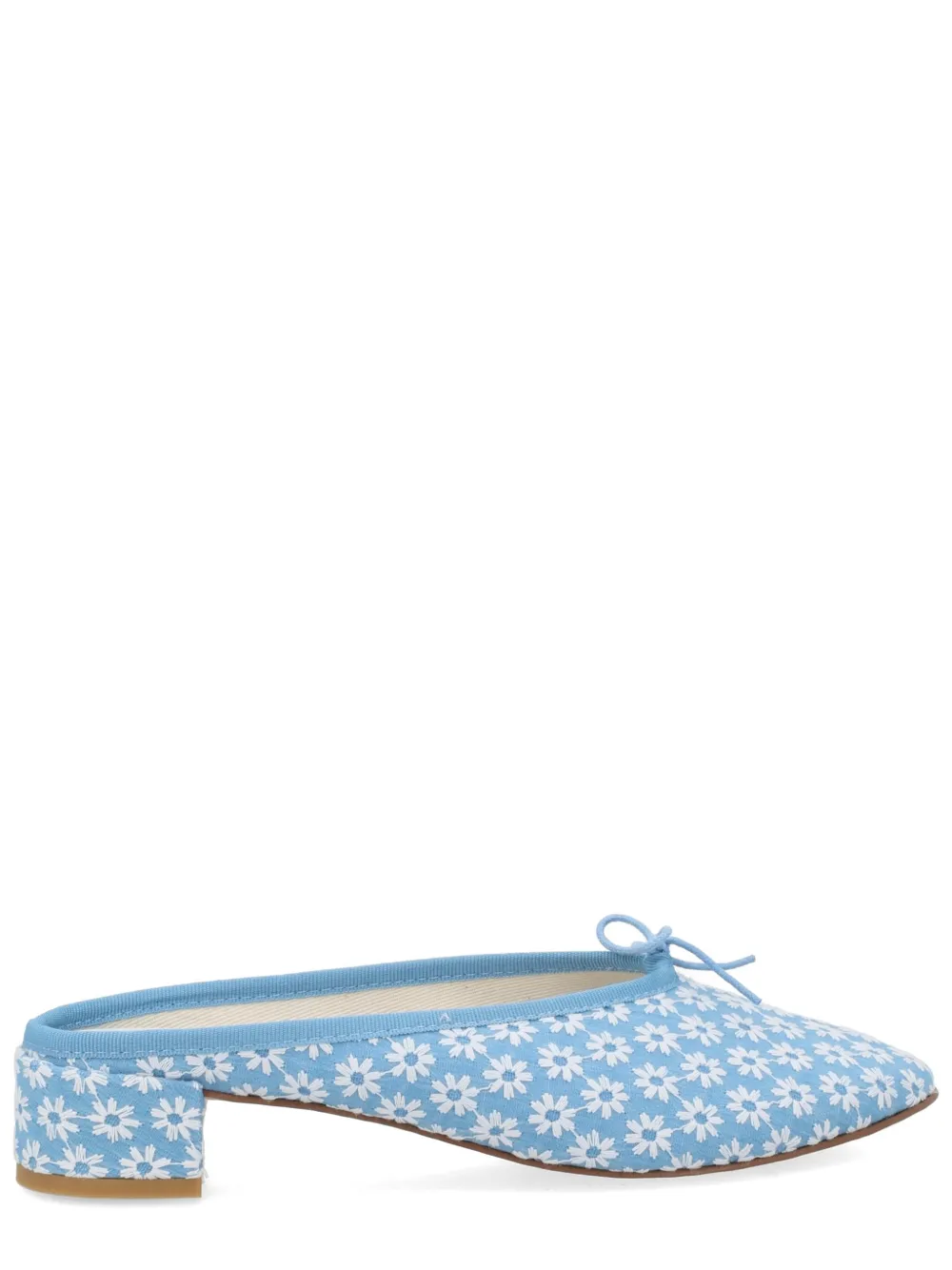 Repetto Camille floral-print bow-detail mules Blauw