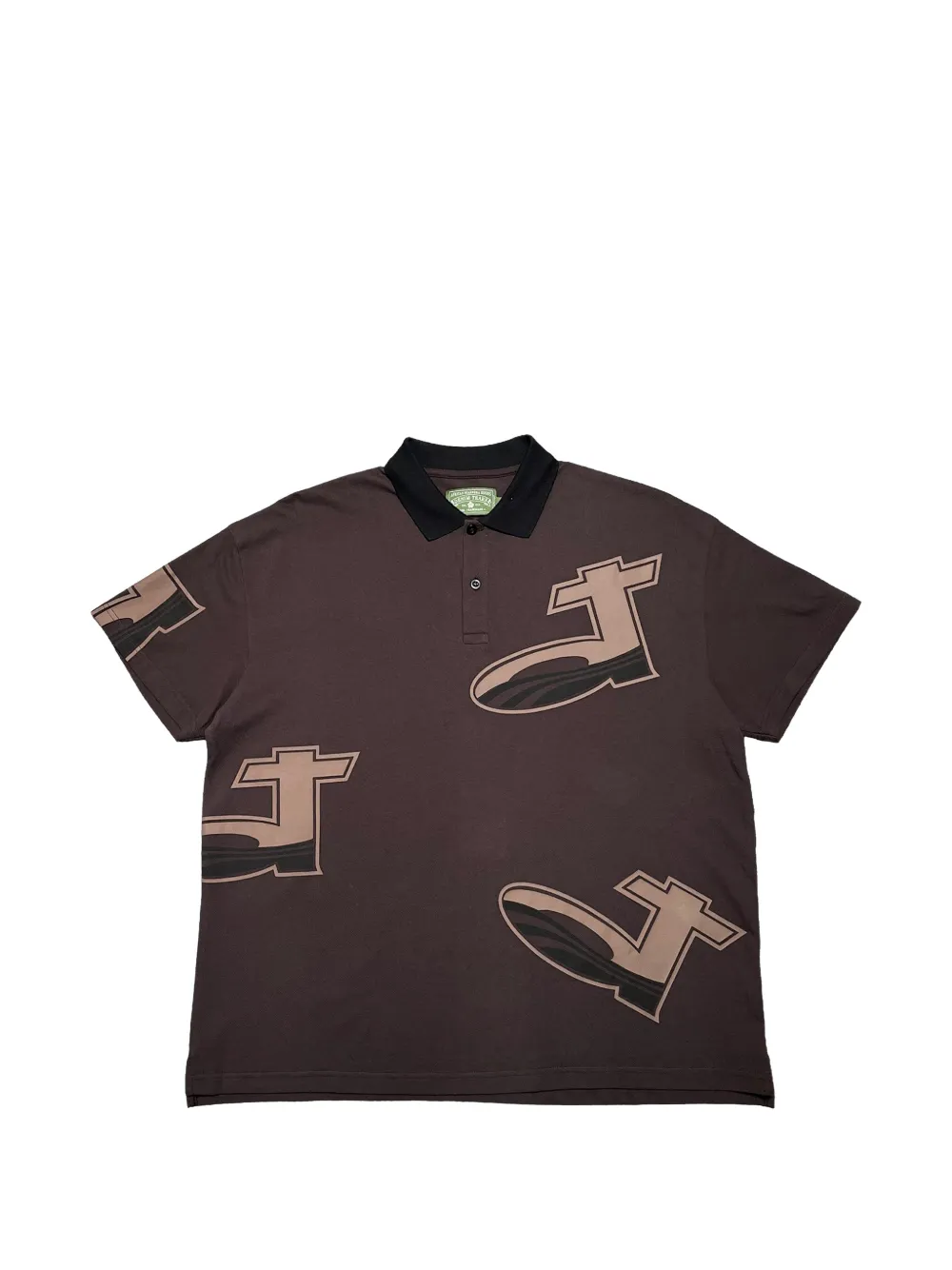 Denim Tears logo-print pique polo shirt - Marrone