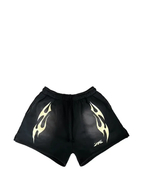 HELLSTAR flame-print track shorts
