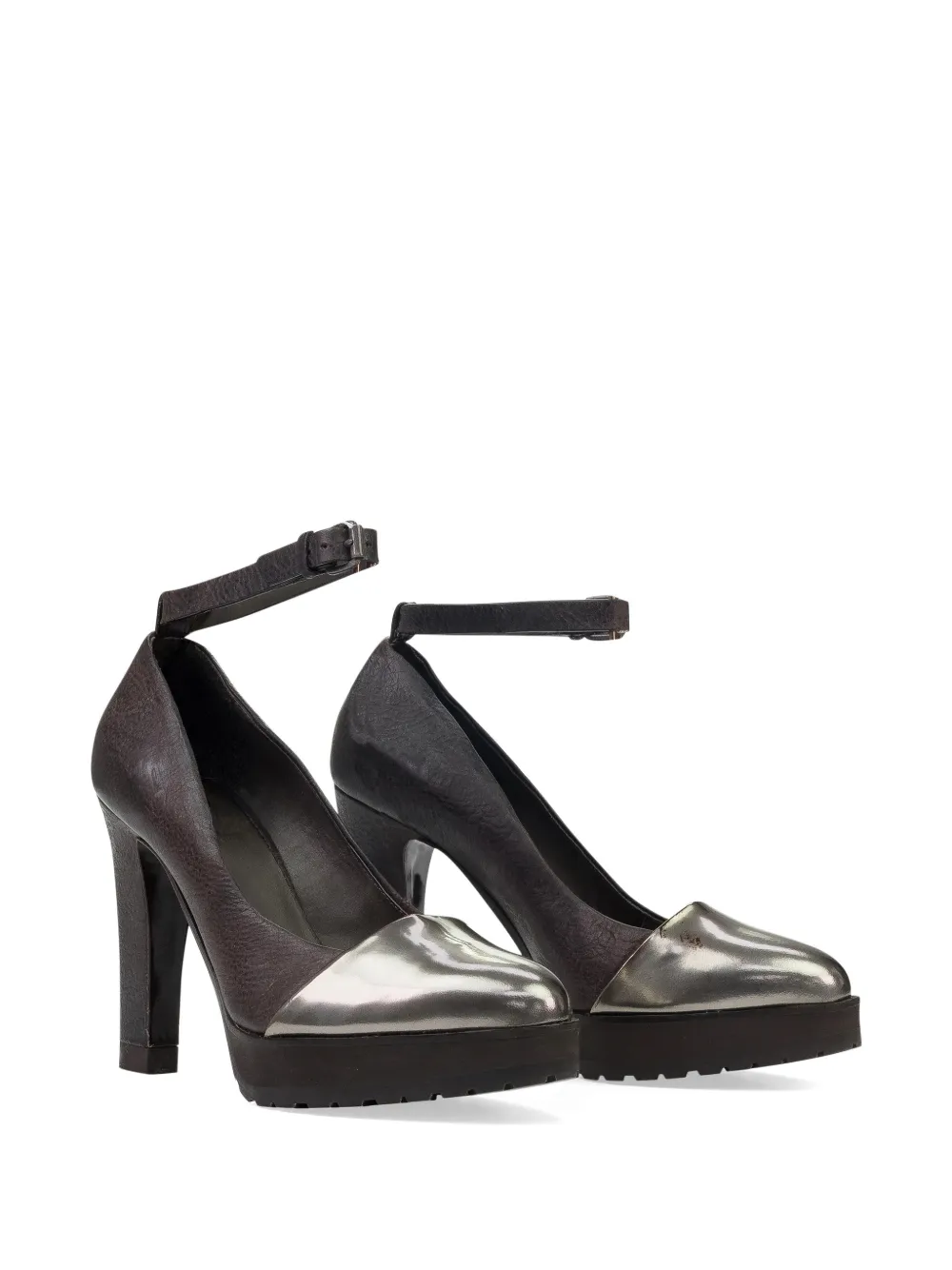 Brunello Cucinelli metallic-cap ankle-strap pumps Bruin