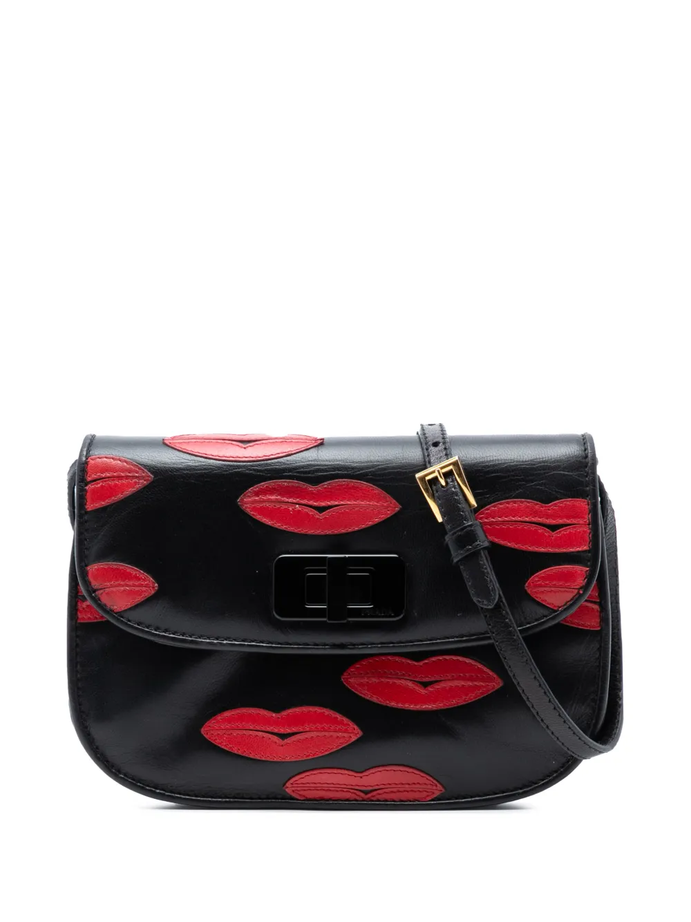 Prada Pre-Owned 2000-2013 Leather Lips Applique crossbody bag - Nero