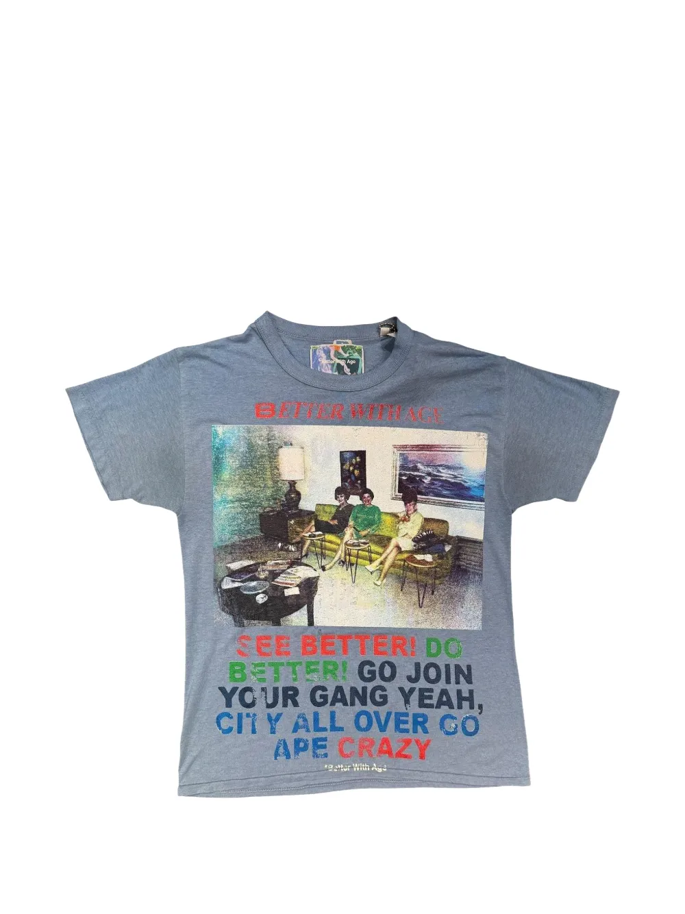 Better with Age Gibberish graphic-print T-shirt - Blau