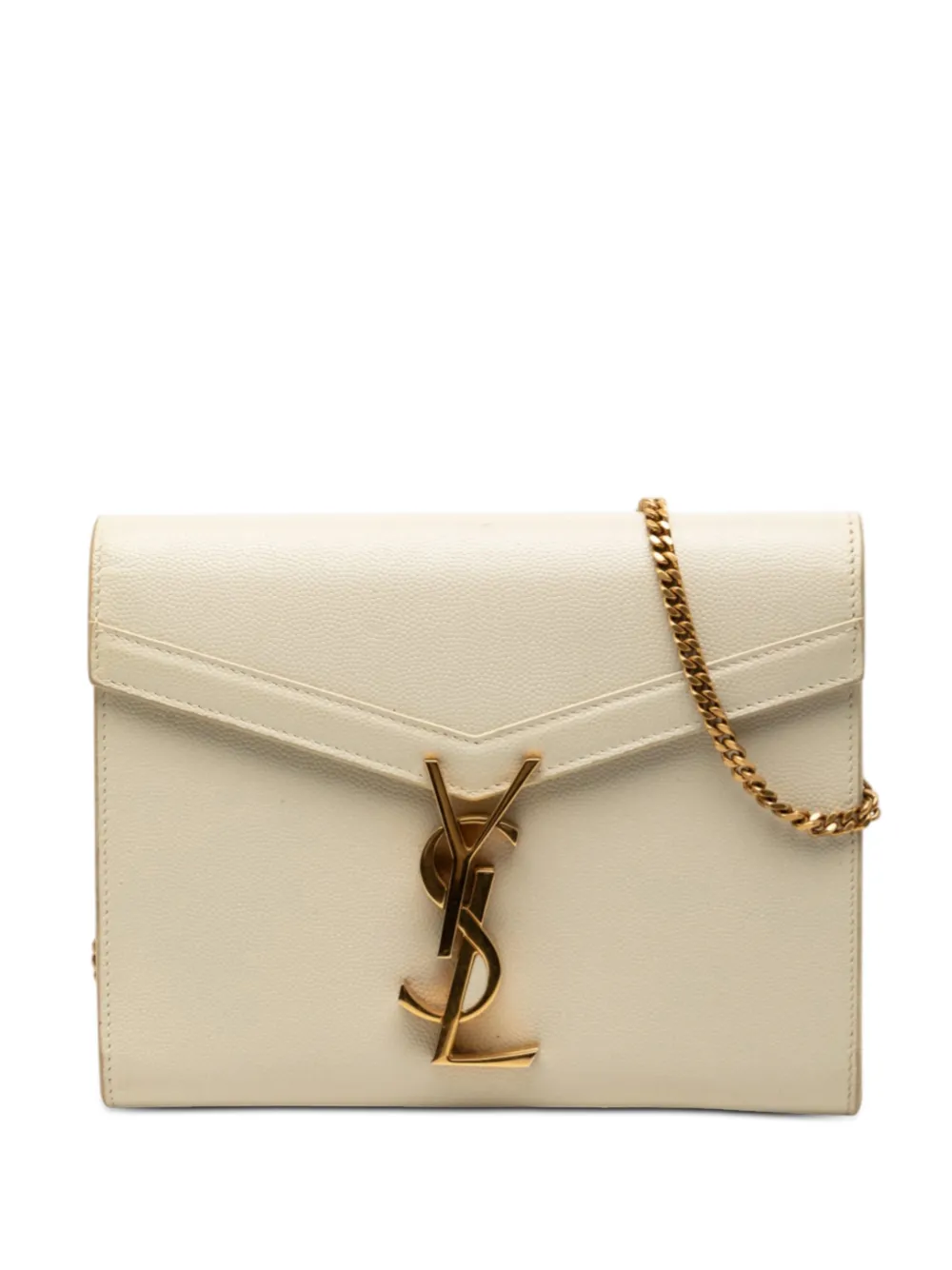 Saint Laurent Pre-Owned 2010-2026 Grain De Poudre Monogram Cassandra Chain Wallet crossbody bag - Marrone