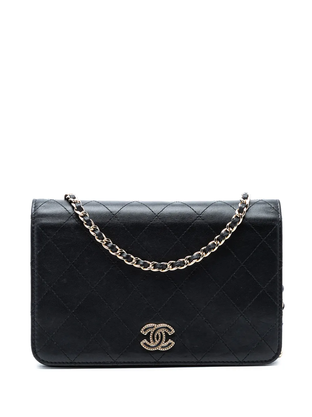 CHANEL Pre-Owned 2017-2018 CC Stitched Calfskin Wallet on Chain crossbody bag - Nero