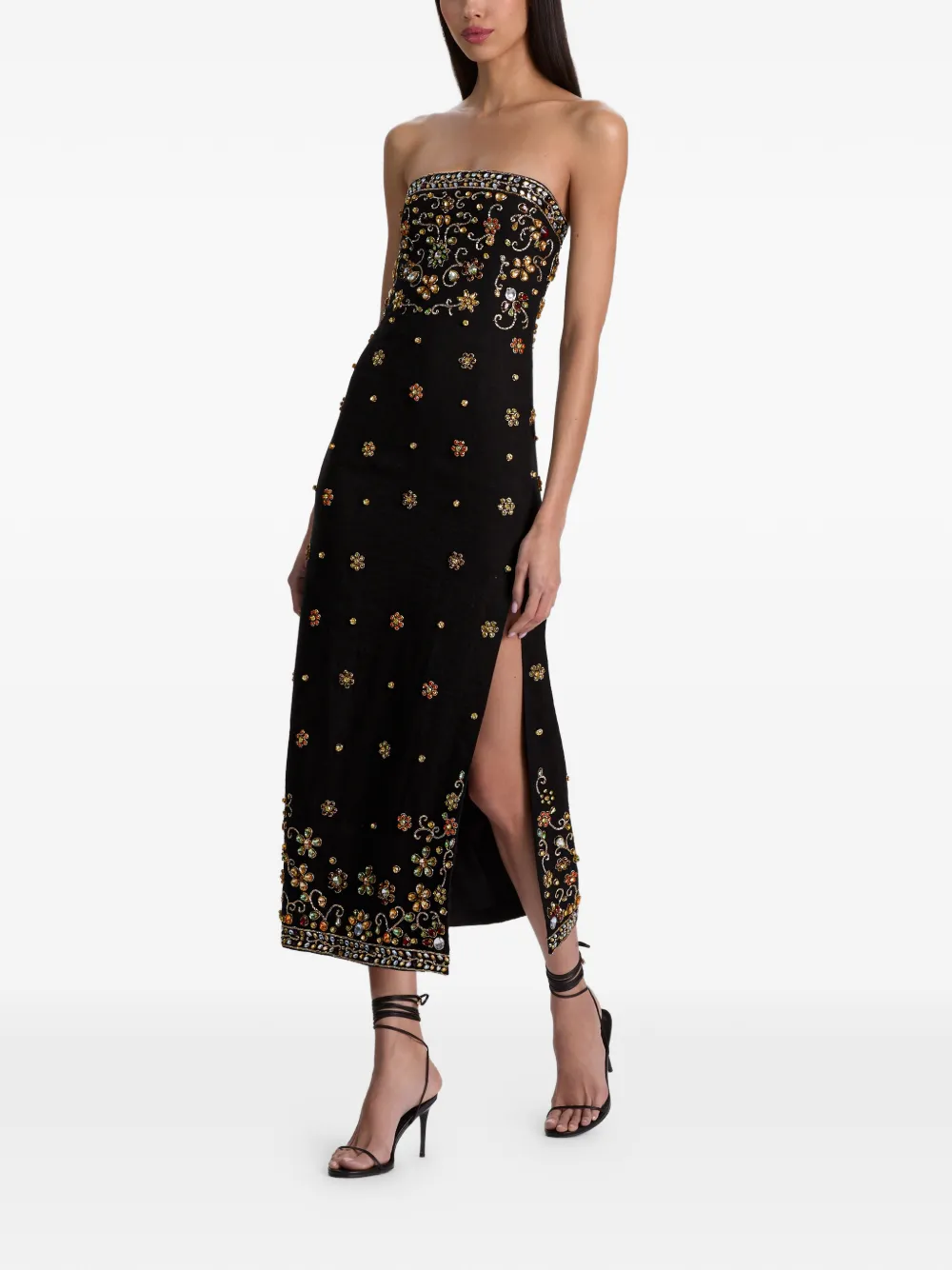 alice + olivia Nina verfraaide strapless jurk Zwart