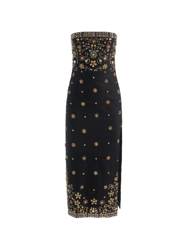 alice and olivia black dress with pearls + Nina Embellished Strapless | Alice + Olivia Venetia Plus size women's wholesale clothing Black Velvet and Pink Italian Size:46