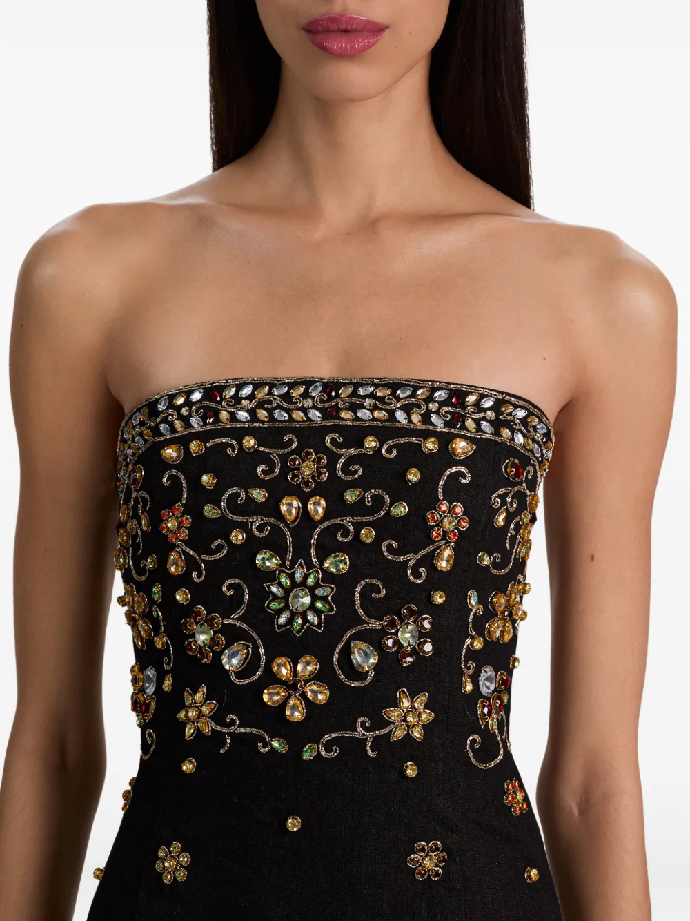 alice + olivia Nina verfraaide strapless jurk Zwart