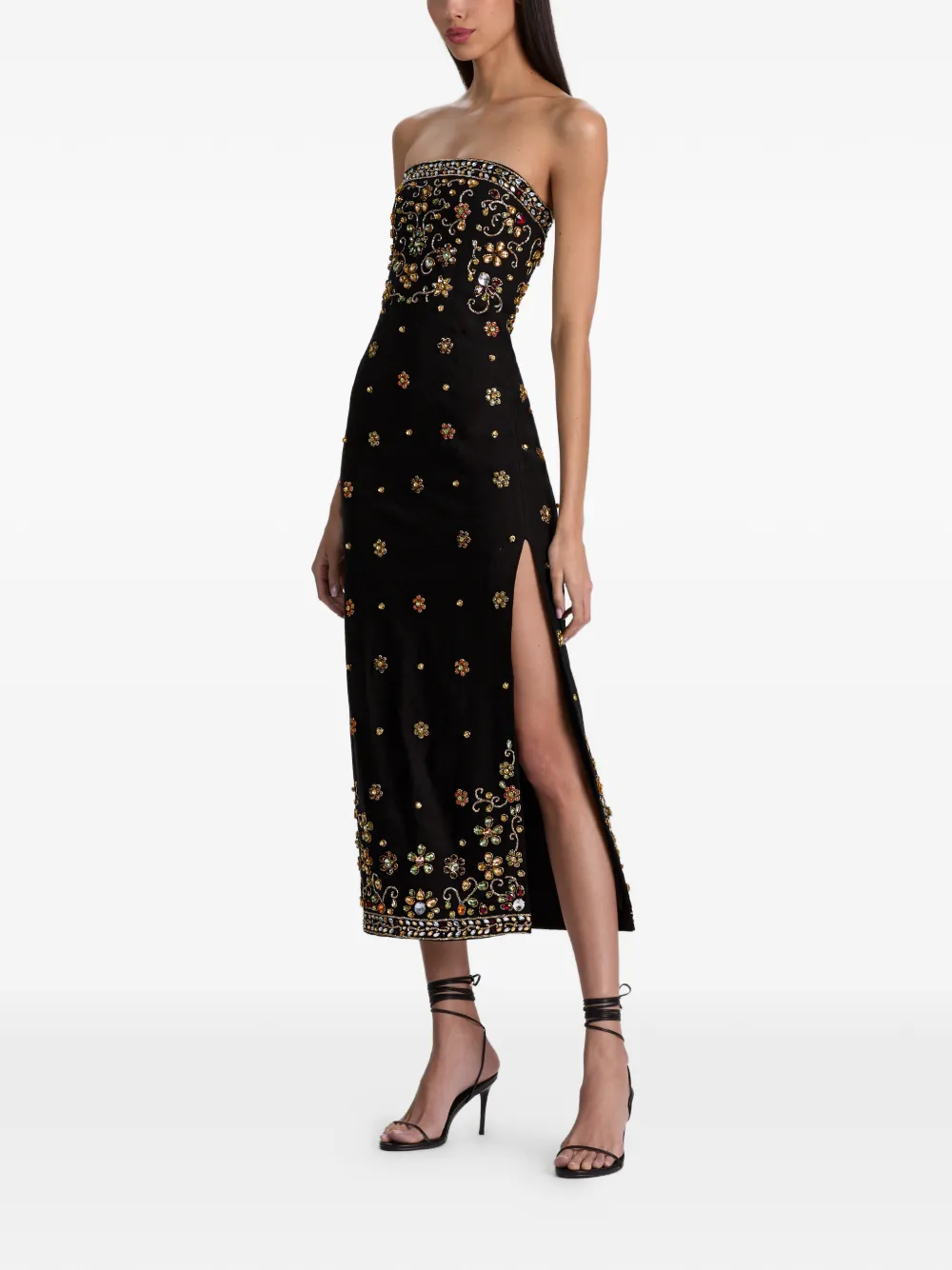 alice + olivia Nina verfraaide strapless jurk Zwart
