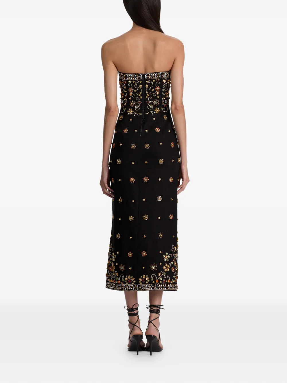 alice + olivia Nina verfraaide strapless jurk Zwart