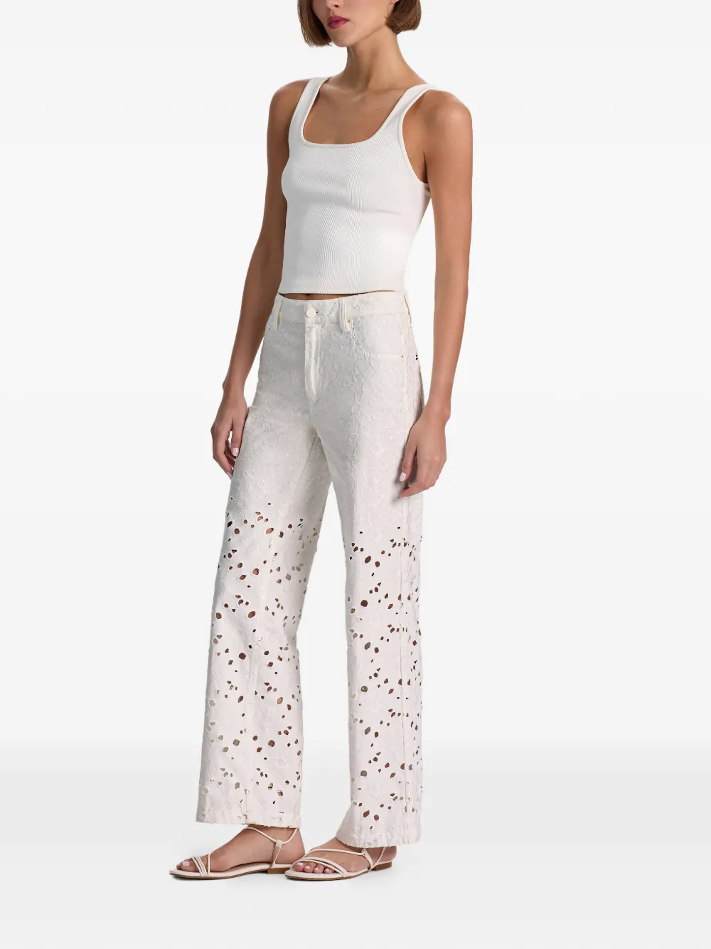 alice + olivia Chic straight jeans met uitgesneden details Wit