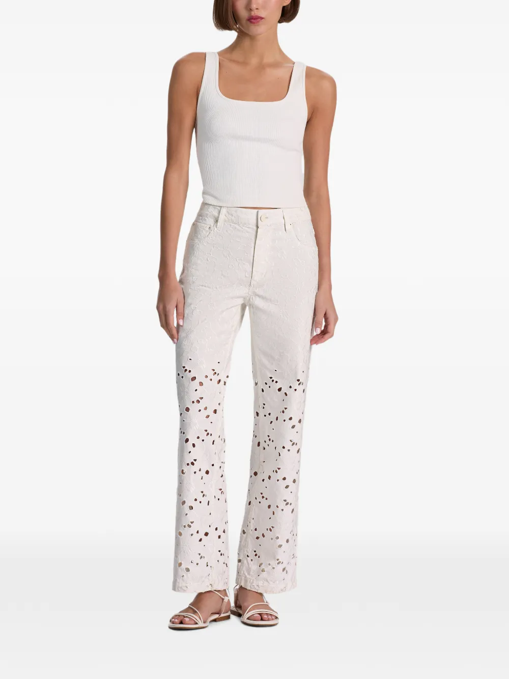 alice + olivia Chic straight jeans met uitgesneden details Wit