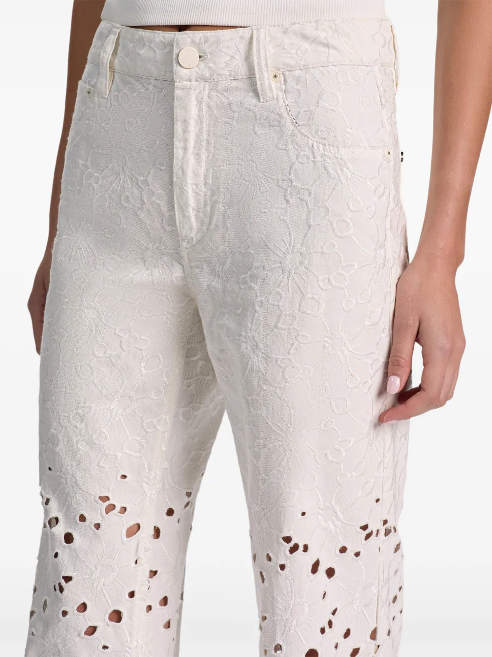 alice + olivia Chic straight jeans met uitgesneden details Wit