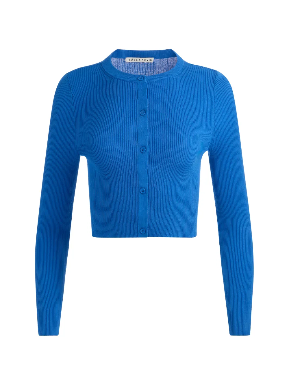 alice + olivia Carson ribbed-knit cardigan - Blu