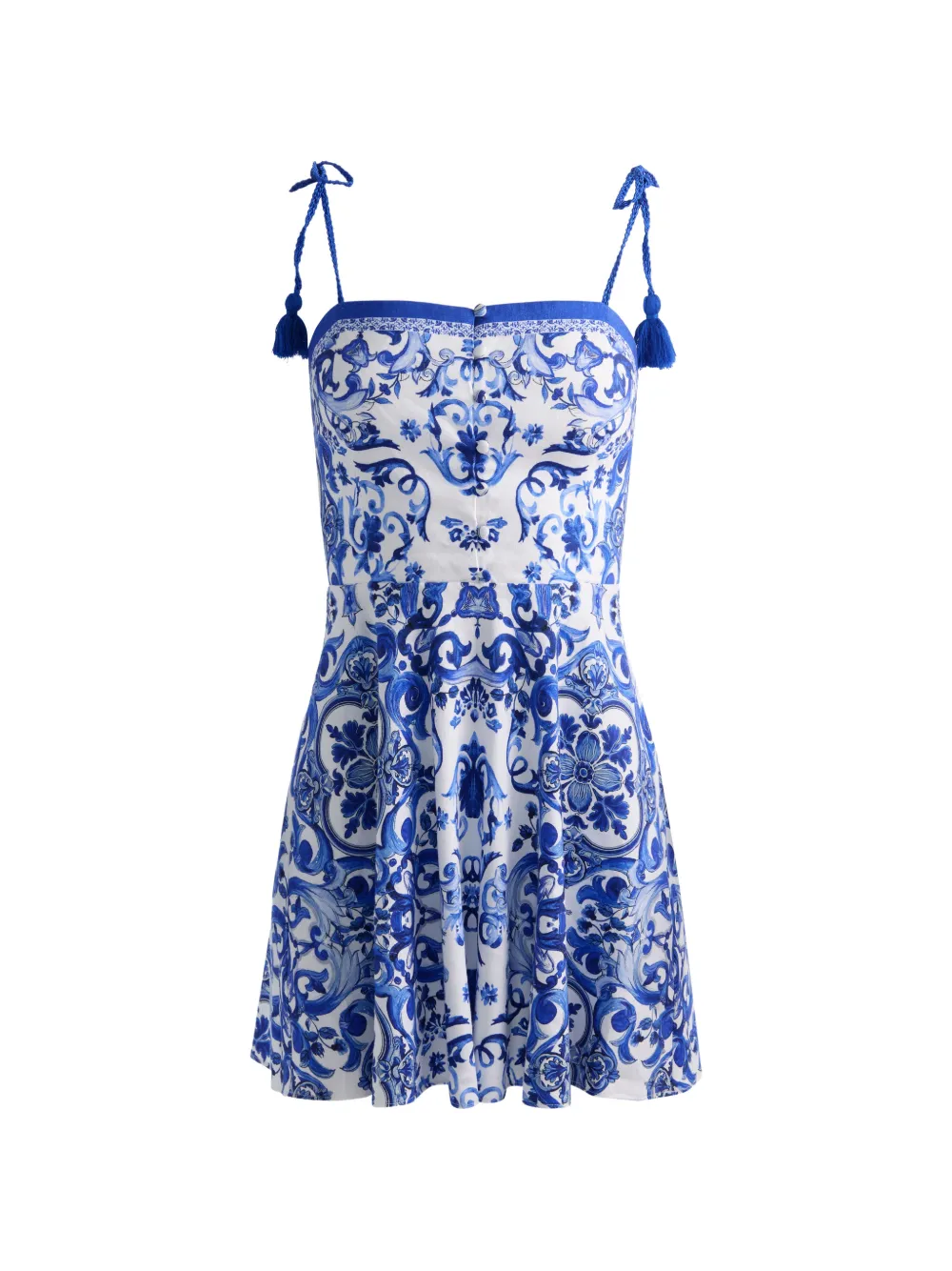alice + olivia Glinda tassel-detail spaghetti-strap mini dress - White