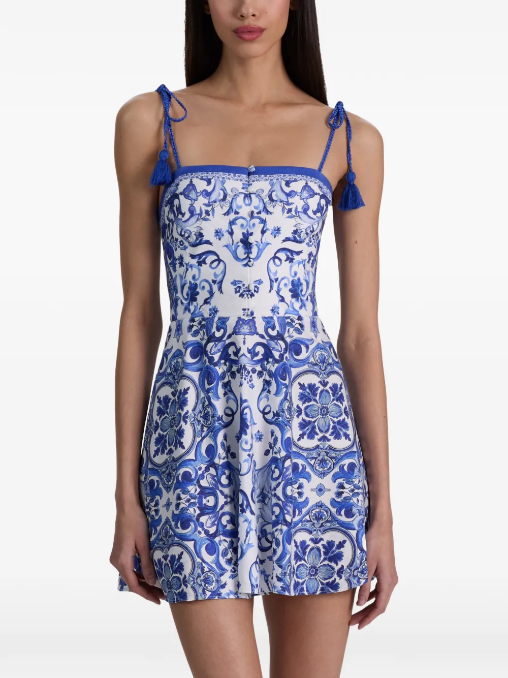 alice + olivia Glinda mini-jurk met spaghettibandjes en kwastje Wit
