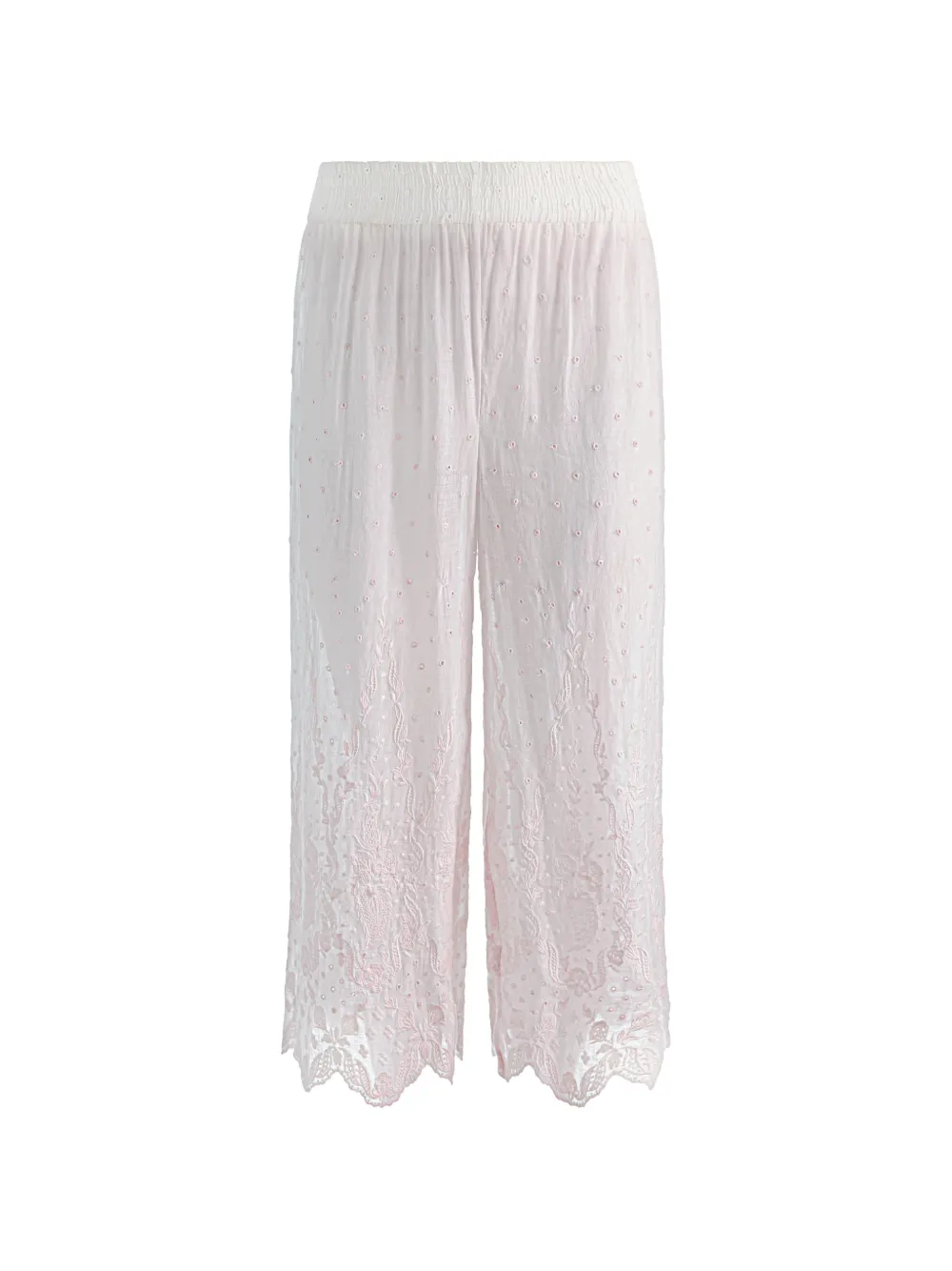 alice + olivia Elba embroidered pull-on trousers - Bianco