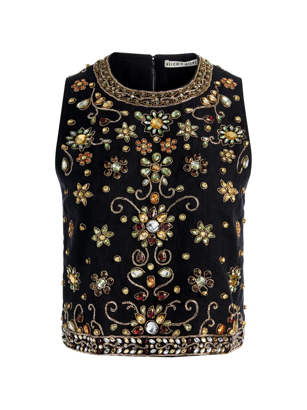 alice + olivia Amal crystal-embellished tank top - Nero