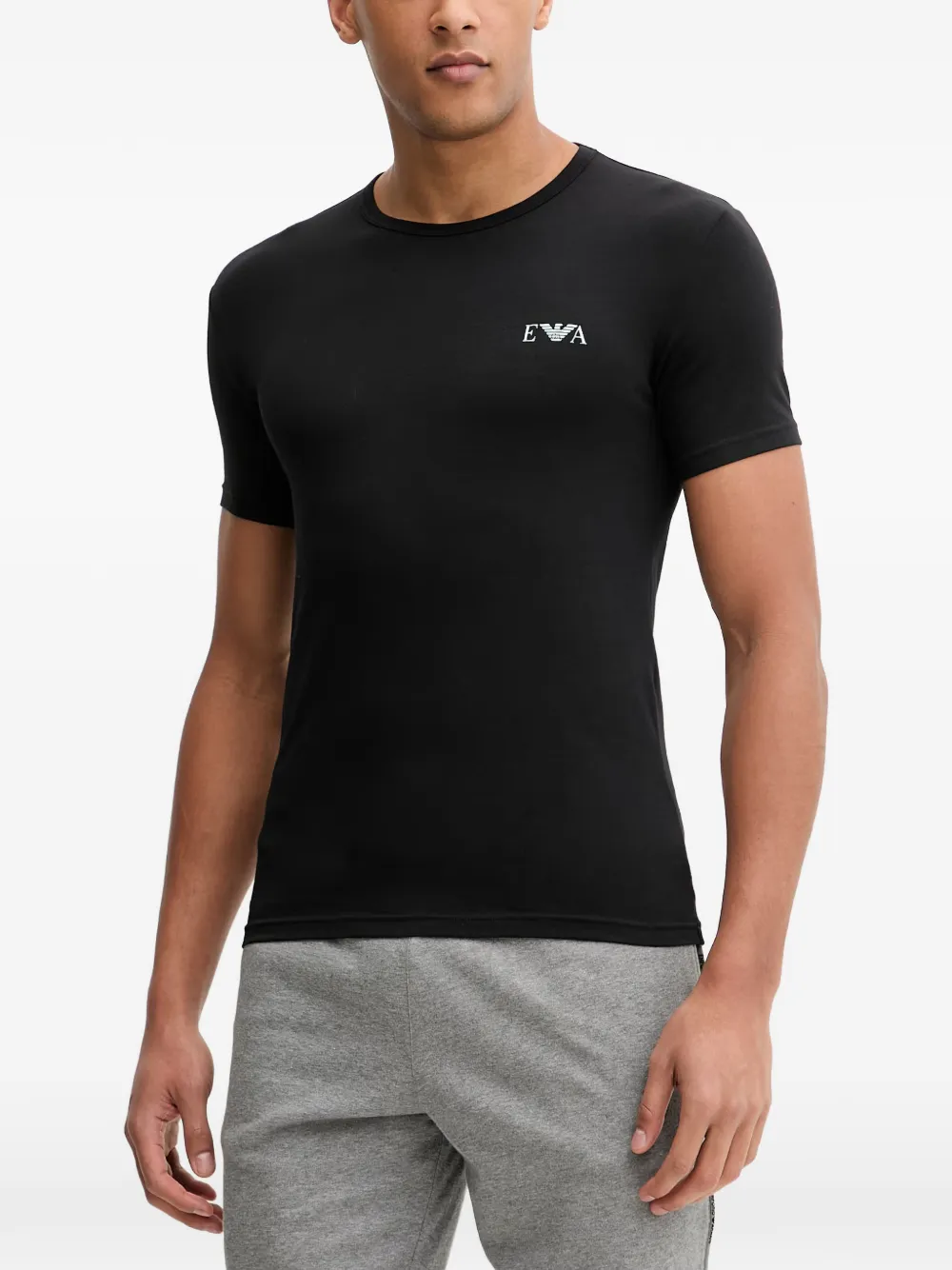 Emporio Armani two-pack of jersey t-shirts with bold monogram logo - Schwarz