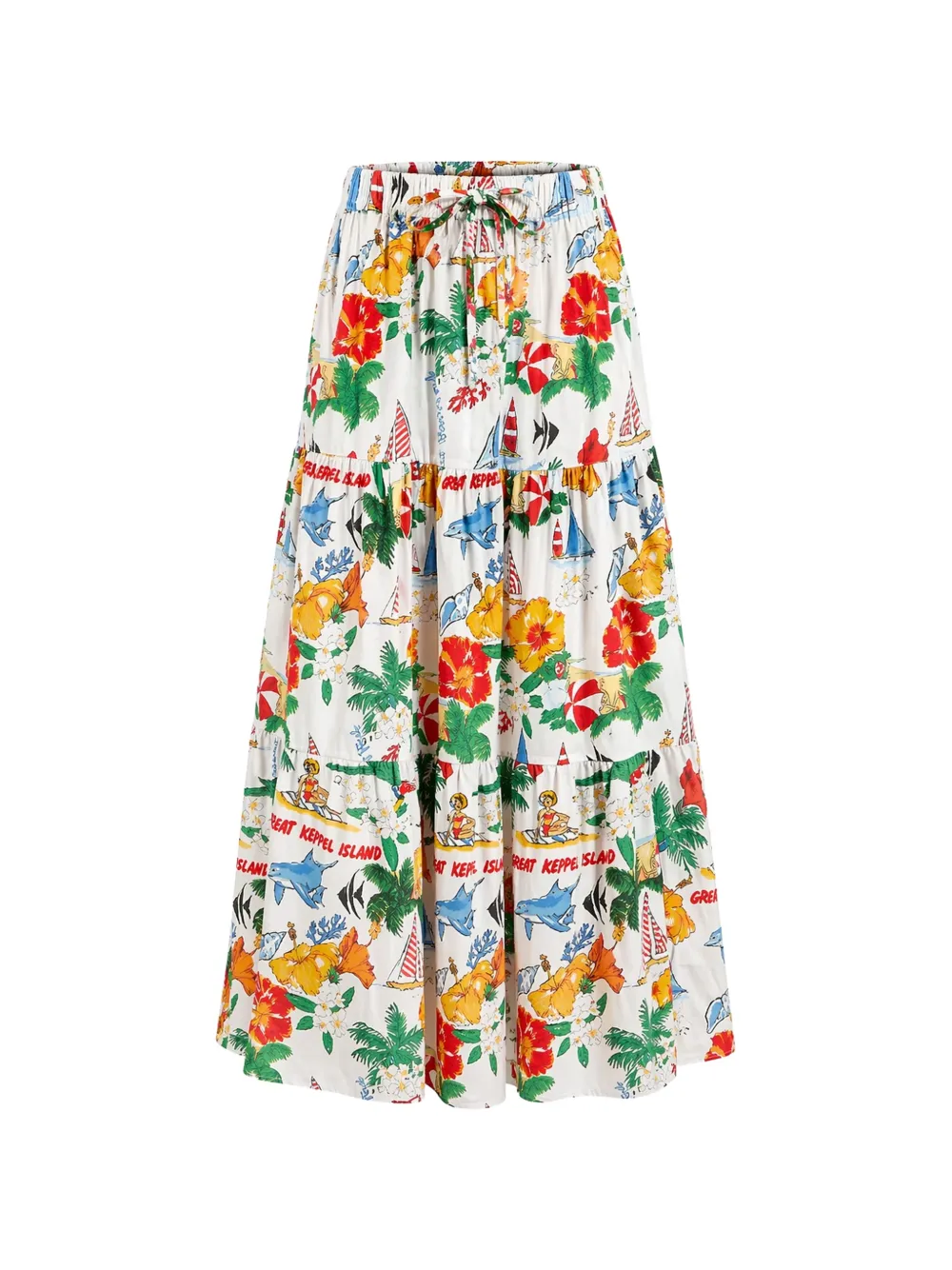Seafolly maxi Viva Vacation tiered floral-print skirt