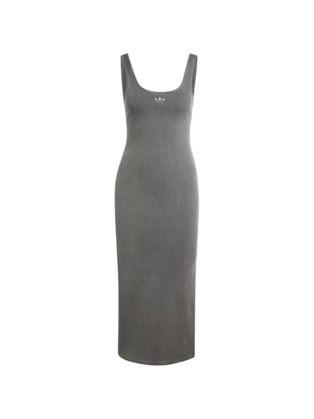 adidas ribbed-knit logo-patch dress - Grau