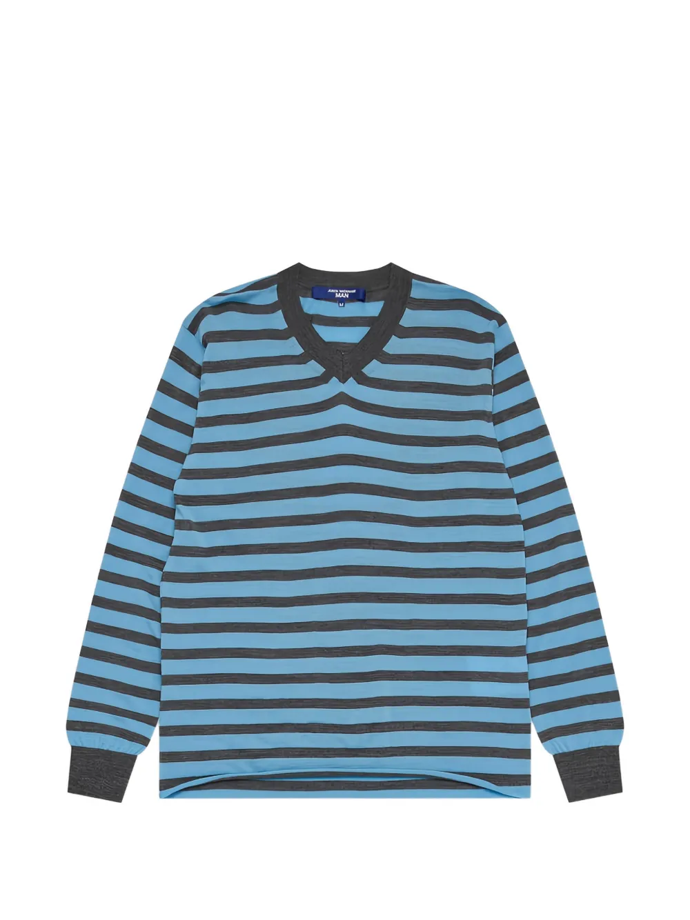 Junya Watanabe MAN striped V-neck sweatshirt - Blu