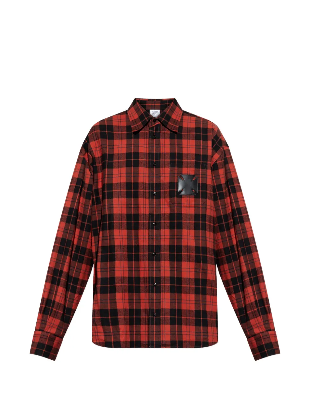 VETEMENTS tartan-pattern appliqué-detail shirt - Rot