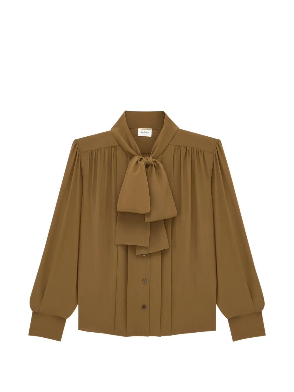 Saint Laurent Lavallière pussy-bow blouse - Brown