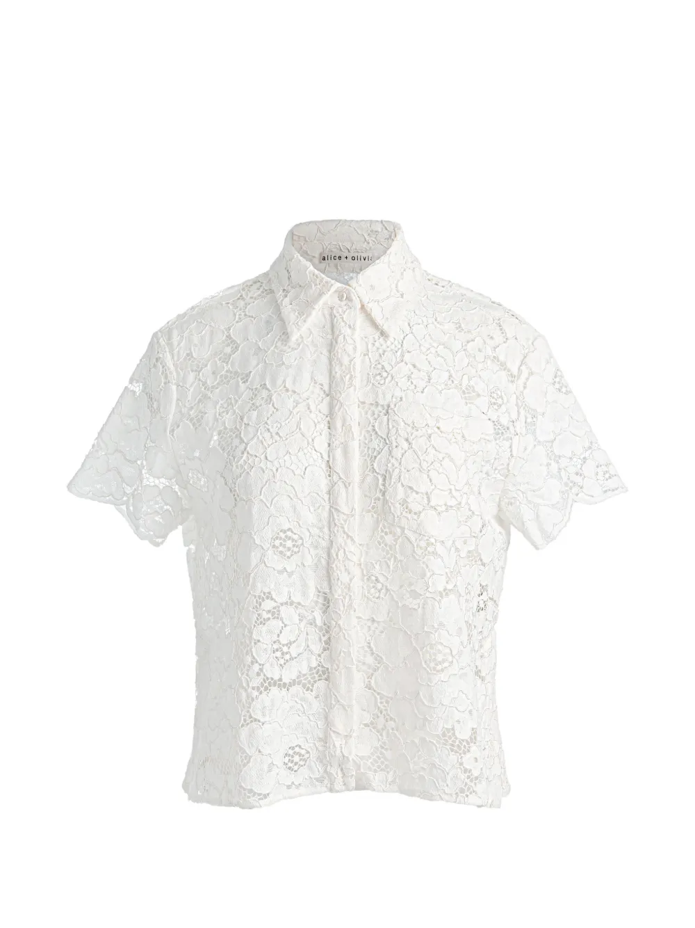 alice + olivia Lane lace-embroidered shirt - White