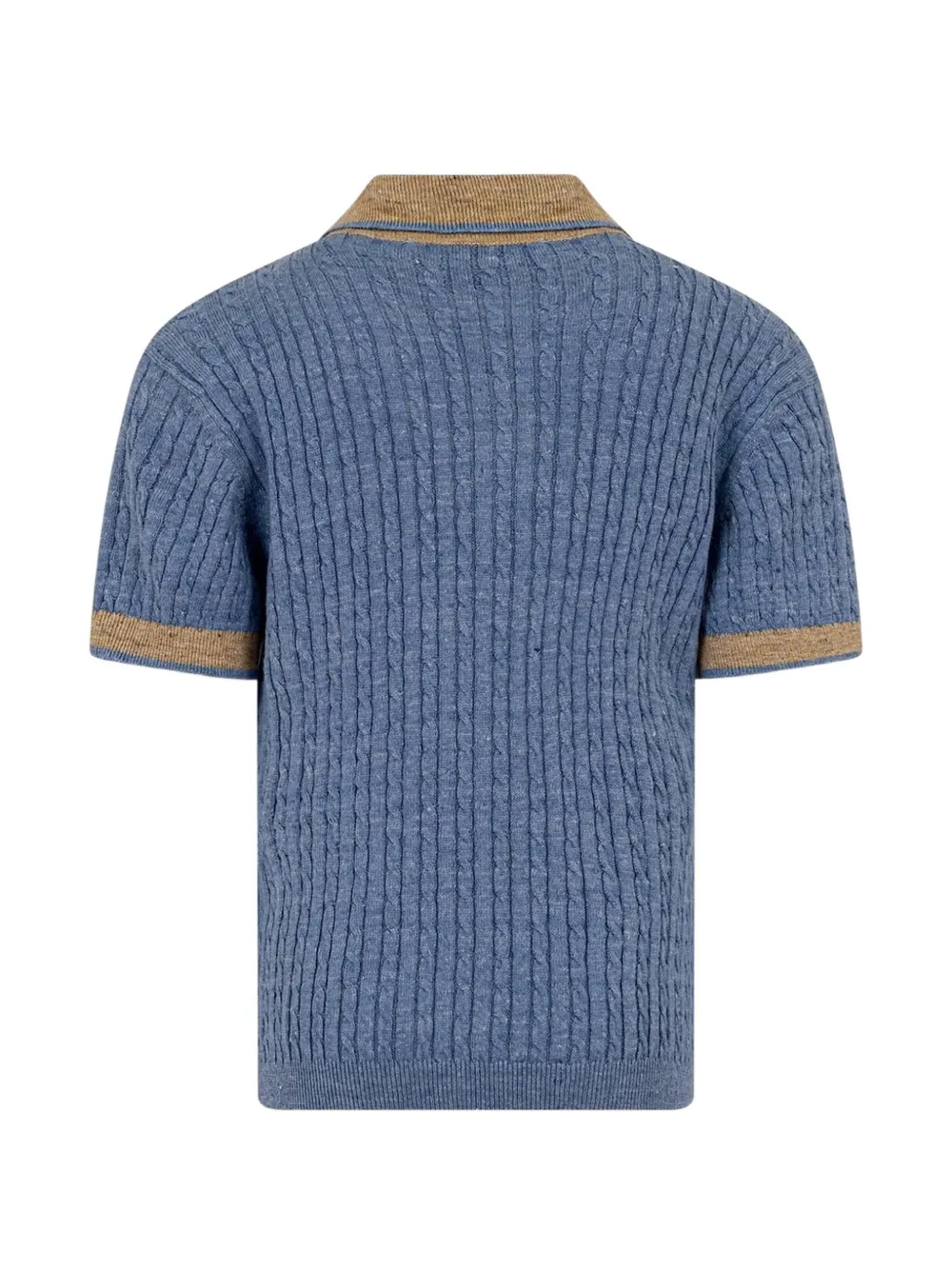 ETRO KIDS Pegasus kabelgebreid poloshirt Blauw