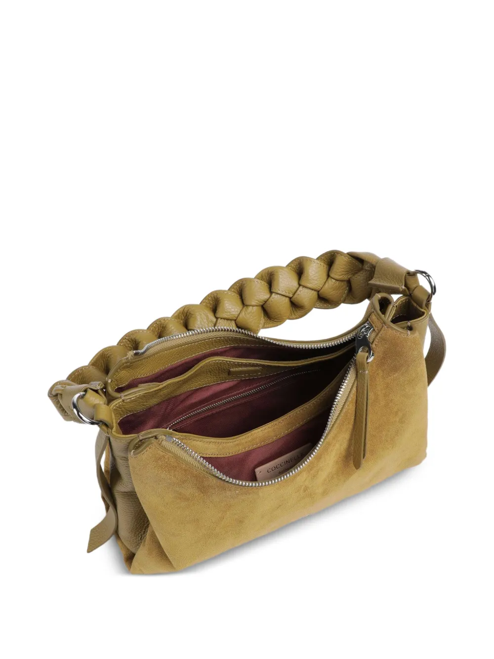 Coccinelle Schoudertas met gevlochten handgreep Beige