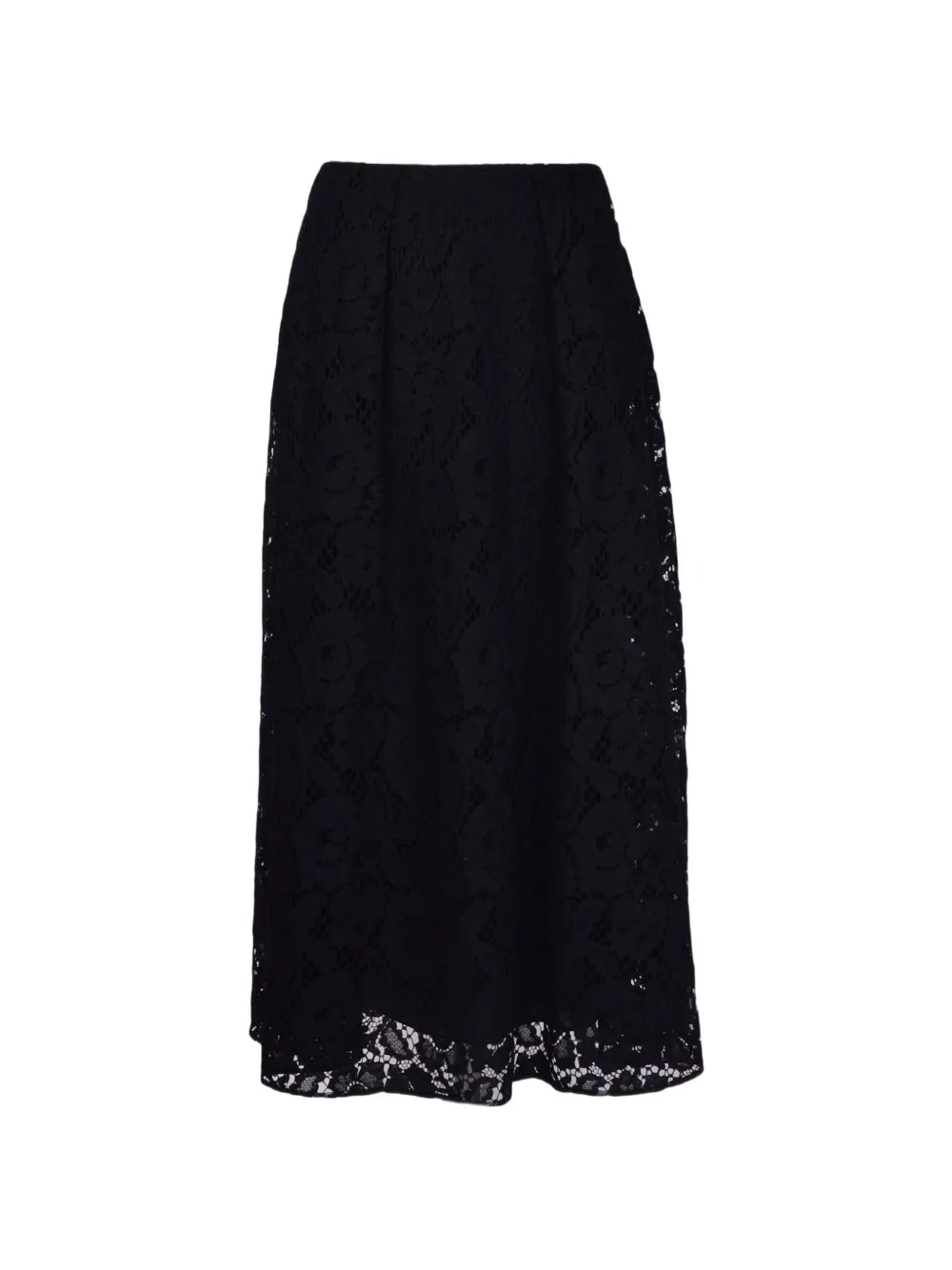 Elie Saab floral-embroidered midi skirt - Nero