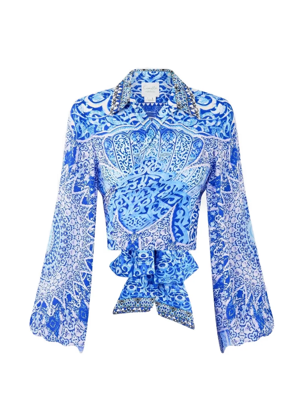 Camilla crystal-embellished wrap shirt - Blau