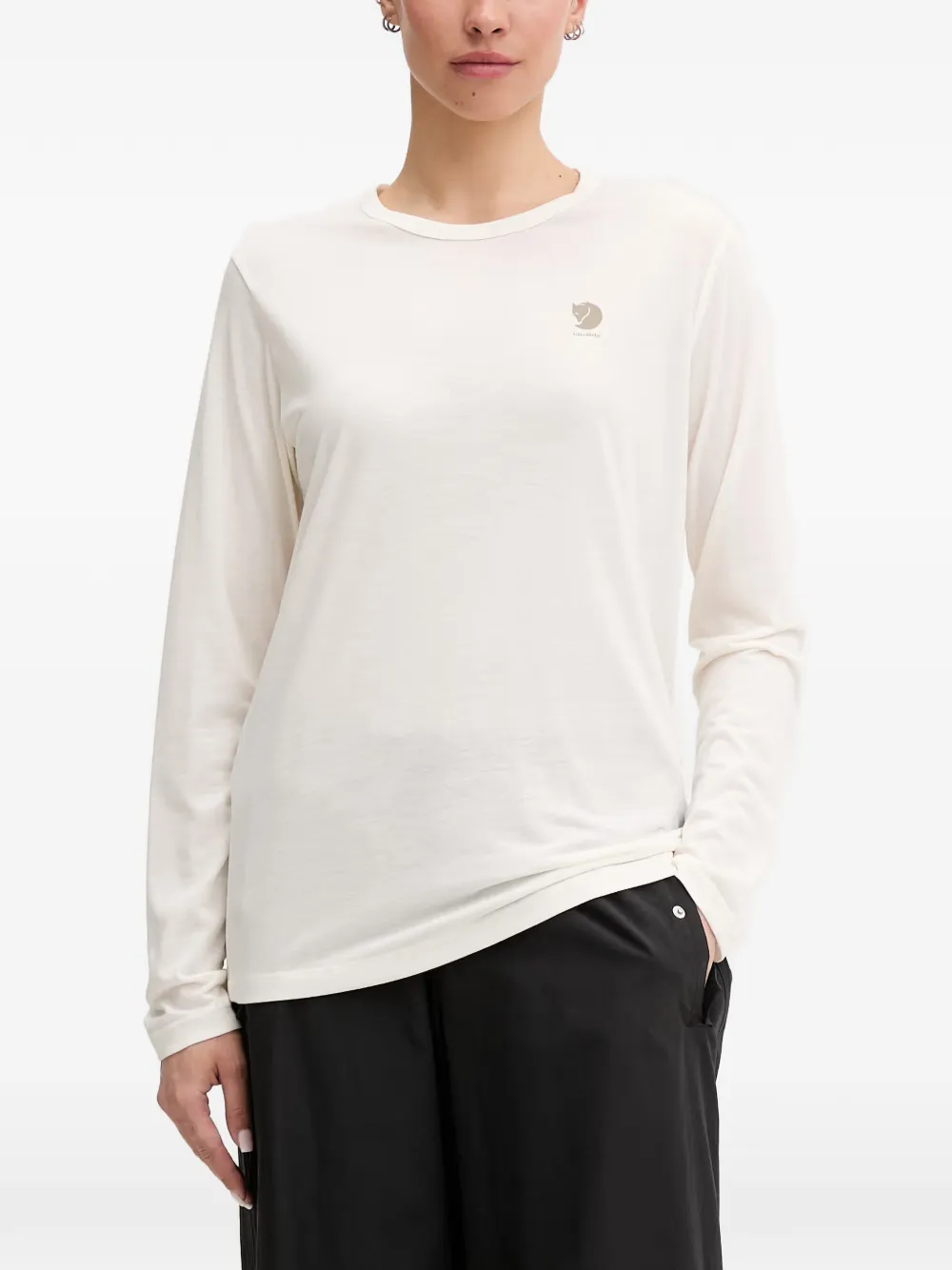Fjällräven logo-print long-sleeve T-shirt - Bianco