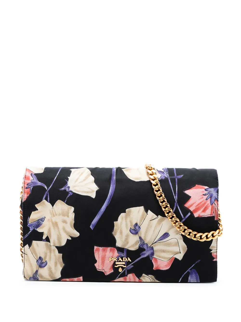 Prada Pre-Owned 2000-2026 Tessuto Floral Print Chain crossbody bag - Black
