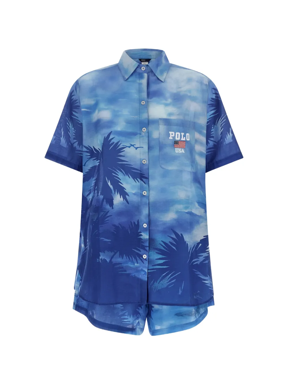 Polo Ralph Lauren Palm cotton shirt and shorts set - Blu