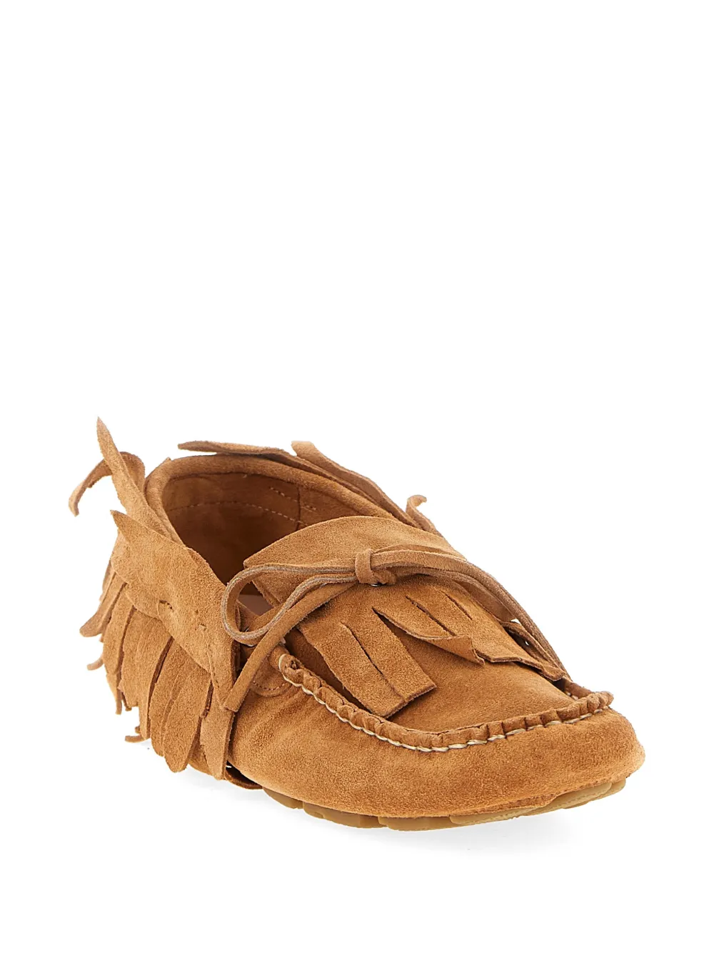 Alberta Ferretti Loafers met franje afwerking en strikdetail Beige