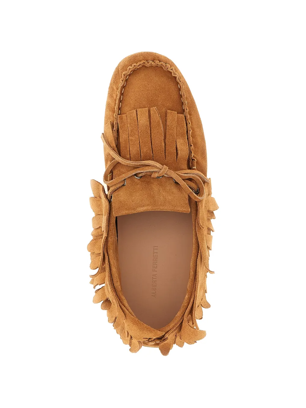 Alberta Ferretti Loafers met franje afwerking en strikdetail Beige