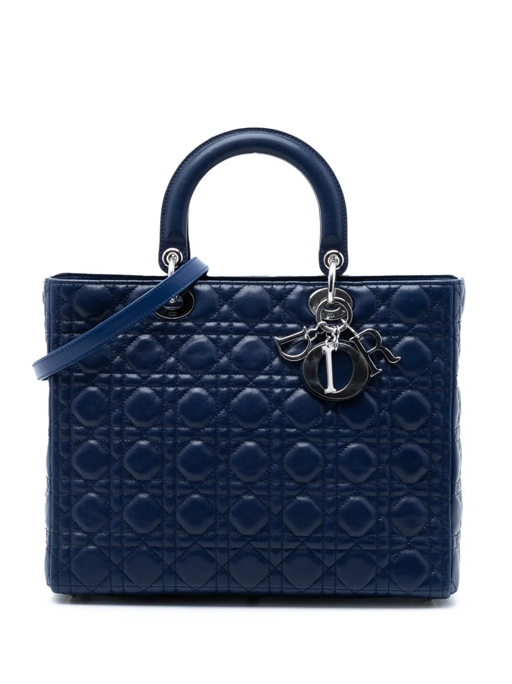 Christian Dior Pre-Owned 2011 Large Lambskin Cannage Lady Dior satchel - Blu