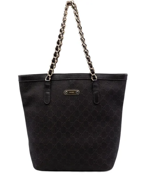 Gucci Pre-Owned 2016-2026 GG 데님 카프리 토트 백