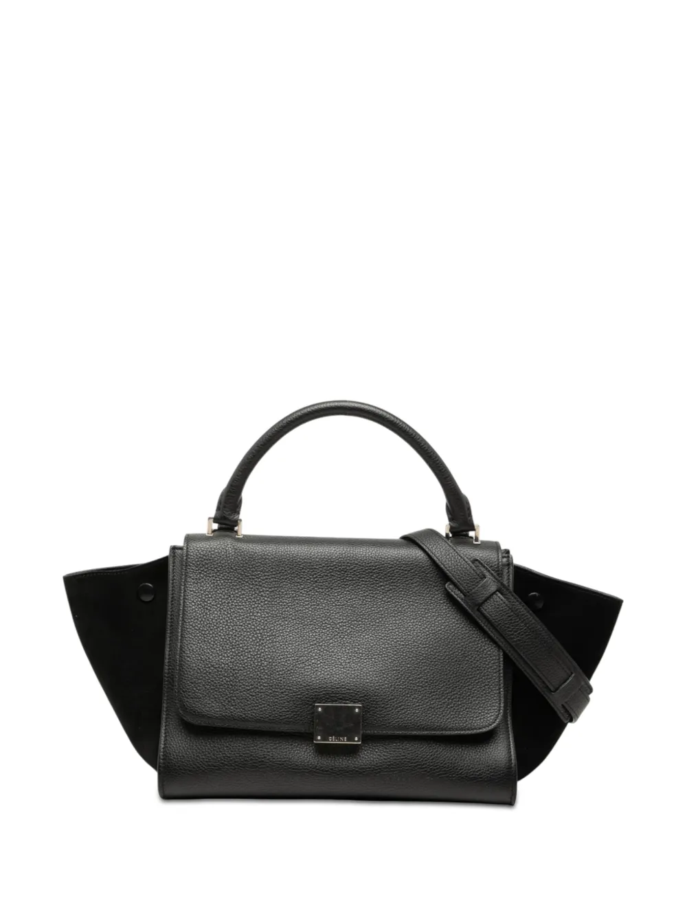 Celine Pre-Owned 2015 Small Drummed Calfskin and Suede Trapeze satchel - Nero