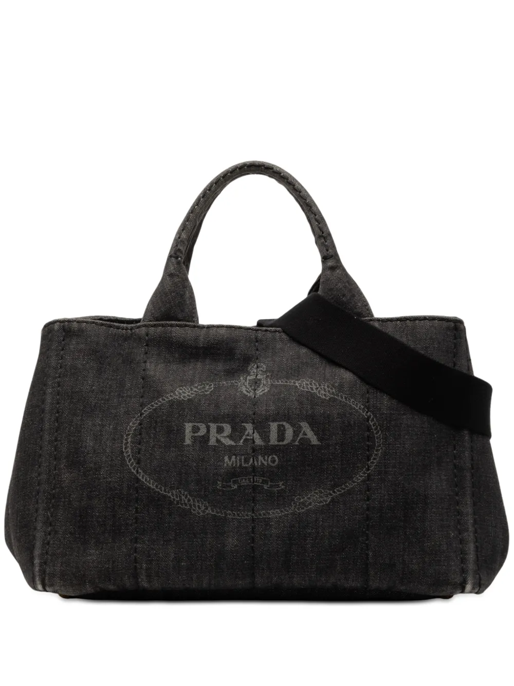 Prada Pre-Owned 2013-2025 Small Denim Canapa Logo satchel - Grigio
